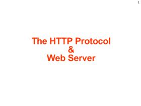Bài giảng The HTTP Protocol và Web Server