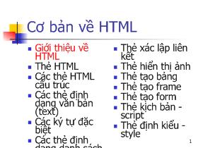 Bài giảng Cơ bản về HTML