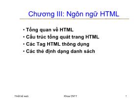 Bài giảng Thiết kế Web - Chương 3: Ngôn ngữ HTML