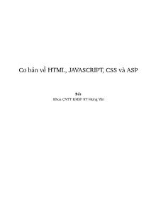Cơ bản về HTML, Javascript, CSS và ASP