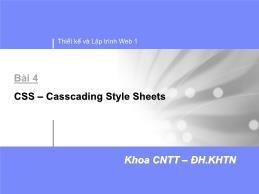 Thiết kế và lập trình Web 1 - Bài 4: CSS - Casscading Style Sheets