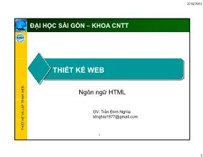 Thiết kế Web - Ngôn ngữ HTML
