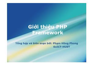 Bài giảng Giới thiệu PHP Framework