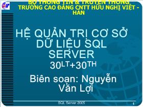 Bài giảng Hệ quản trị cơ sở dữ liệu SQL Server