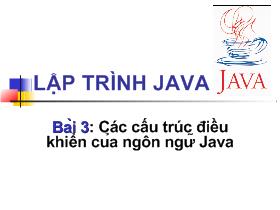 Bài giảng Lập trình Java - Bài 3: Các cấu trúc điều khiển của ngôn ngữ Java