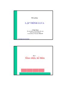 Bài giảng Lập trình Java - Bài 3: Giao diện, kế thừa
