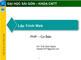 Bài giảng Lập trình Web - PHP cơ bản