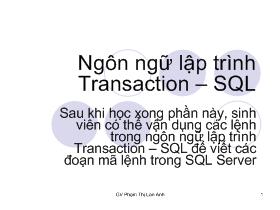 Bài giảng Ngôn ngữ lập trình T-SQL