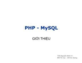 Bài giảng PHP - MySQL (Nguyễn Minh Vi)