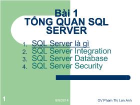 Bài giảng SQL - Bài 1: Tổng quan SQL Server