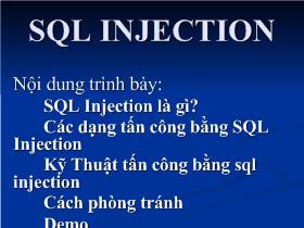 Bài giảng SQL Injection