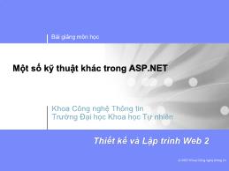 Bài giảng Thiết kế và lập trình Web 2 - Một số kỹ thuật khác trong ASP.NET