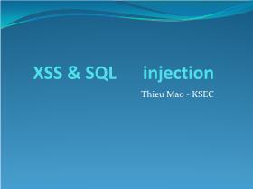 Bài giảng XSS và SQL Injection