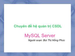 Chuyên đề Hệ quản trị CSDL MySQL Server