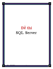 Đề thi SQL Server