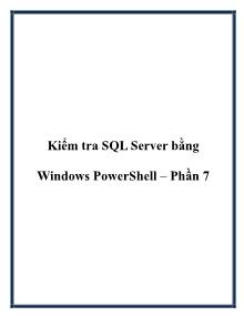 Kiểm tra SQL Server bằng Windows PowerShell - Phần 7