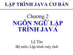 Lập trình Java cơ bản - Chương 2: Ngôn ngữ lập trình Java