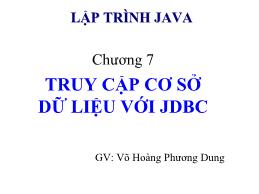 Lập trình Java cơ bản - Chương 7: Truy cập cơ sở dữ liệu với JDBC