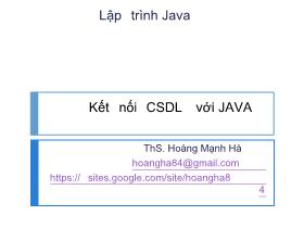 Lập trình Java - Kết nối CSDL với Java