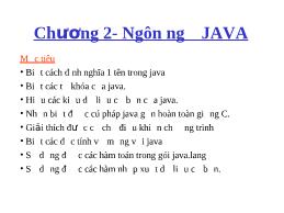 Lập trình với Java - Chương 2: Ngôn ngữ Java