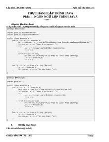 Thực hành lập trình Java - Phần 1: Ngôn ngữ lập trình Java