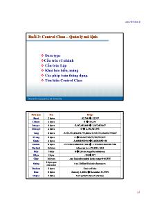 Bài giảng Lập trình ứng dụng Windows Form in VB.NET 2005 - Buổi 2: Control Class - Quản lý mã lệnh