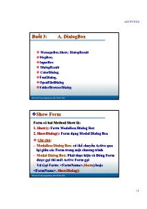 Bài giảng Lập trình ứng dụng Windows Form in VB.NET 2005 - Buổi 3: DialogBox và Printing