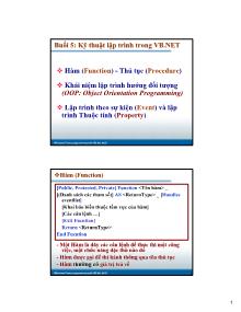 Bài giảng Lập trình ứng dụng Windows Form in VB.NET 2005 - Buổi 5: Kỹ thuật lập trình trong VB.NET