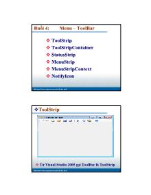 Bài giảng Lập trình ứng dụng Windows Form in VB.NET 2005 - Buổi 4: Menu - Toolbar