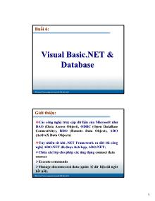 Bài giảng Lập trình ứng dụng Windows Form in VB.NET 2005 - Buổi 6: Visual Basic.NET và Database
