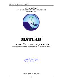 Bài giảng Tin học ứng dụng - Học phần II - Matlab