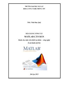 Bài giảng tóm tắt Matlab căn bản