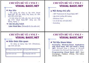 Chuyên đề Ngôn ngữ lập trình Visual Basic.NET - Chương 1, 2, 3