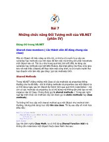 Lập trình VB.NET - Bài 7: Những chắc năng đối tượng mới của VB.NET (phần 4)