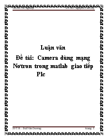 Luận văn Camera dùng mạng Nơron trong Matlab giao tiếp PLC