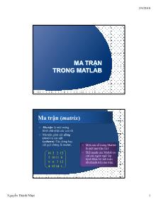 Matlab và ứng dụng - Ma trận trong Matlab
