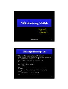 Matlab và ứng dụng - Viết hàm trong Matlab