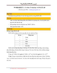 Thực hành Matlab cơ bản - Worksheet 1: Cơ bản về toán học với Matlab