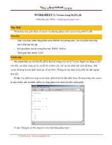 Thực hành Matlab cơ bản - Worksheet 2: Vectors trong Matlab