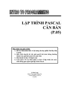 Giáo trình Lập trình Pascal căn bản