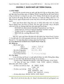 Giáo trình Ngôn ngữ lập trình - Chương 7: Ngôn ngữ lập trình Pascal