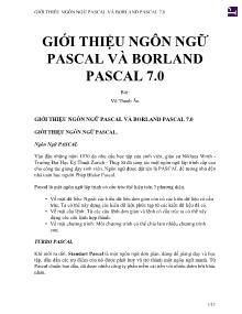 Giới thiệu ngôn ngữ Pascal và Borland Pascal 7.0