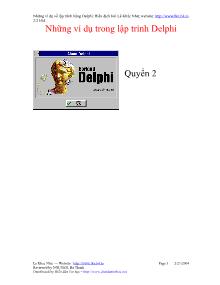 Hướng dẫn lập trình Delphi - Quyển 2: Những ví dụ trong lập trình Delphi