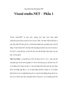 Lập trình trong môi trường .NET - Visual Studio.NET (Phần 1)