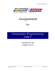Assignment Elementary Programming with C - Bài 1