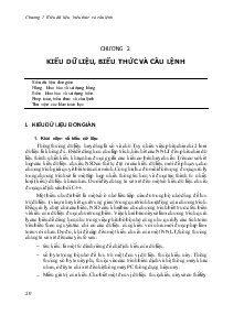 Bài giảng Ngôn ngữ lập trình C/C++ - Phạm Hồng Thái - Chương 2: Kiểu dữ liệu, biểu thức và câu lệnh
