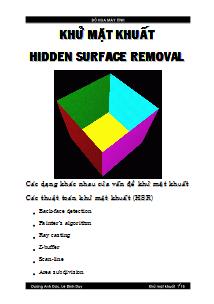 Đồ họa máy tính - Khử mặt khuất Hidden Surface Removal