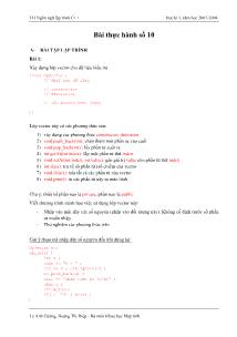 Thực hành ngôn ngữ lập trình C++ - Bài thực hành số 10