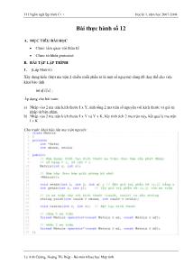 Thực hành ngôn ngữ lập trình C++ - Bài thực hành số 12