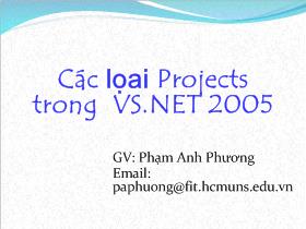 Bài giảng Lập trình C Sharp - Giới thiệu môi trường lập trình VS.NET 2005 (Tiếp theo)